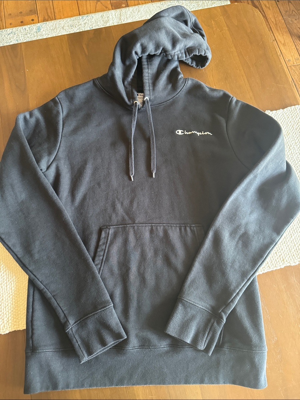 Champion Black Pullover Hoodie with Small Chest Logo